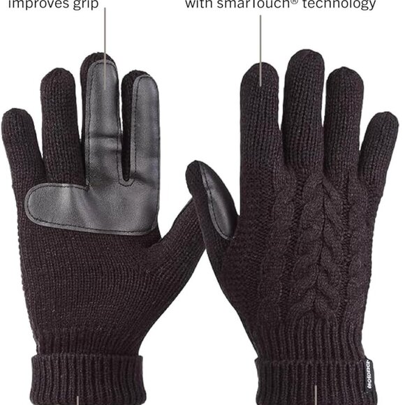 womens Cable Knit Gloves With Touchscreen Palm Patches - Picture 2 of 5